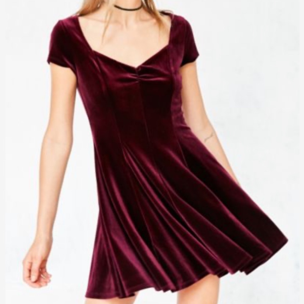 Urban Outfitters Dress in Maroon/Red Velvet
